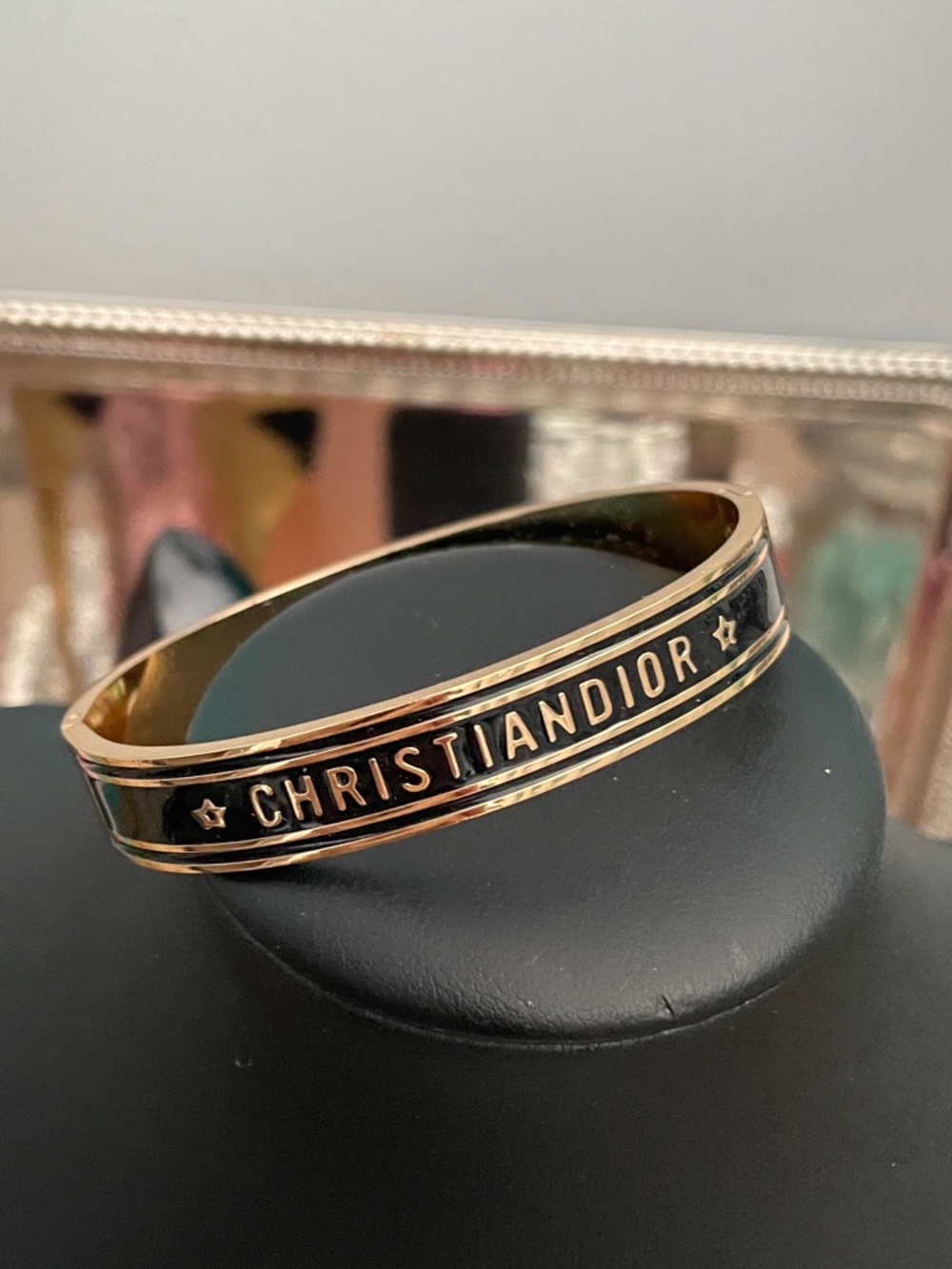 ✨🖤Black Enamel and Gold Logo Bangle Bracelet 🖤✨NEW